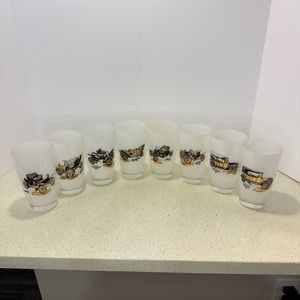 Set Of 8 MCM Fran Taylors Gay Fad Studio Antique Automobile 22k Highball Glasses